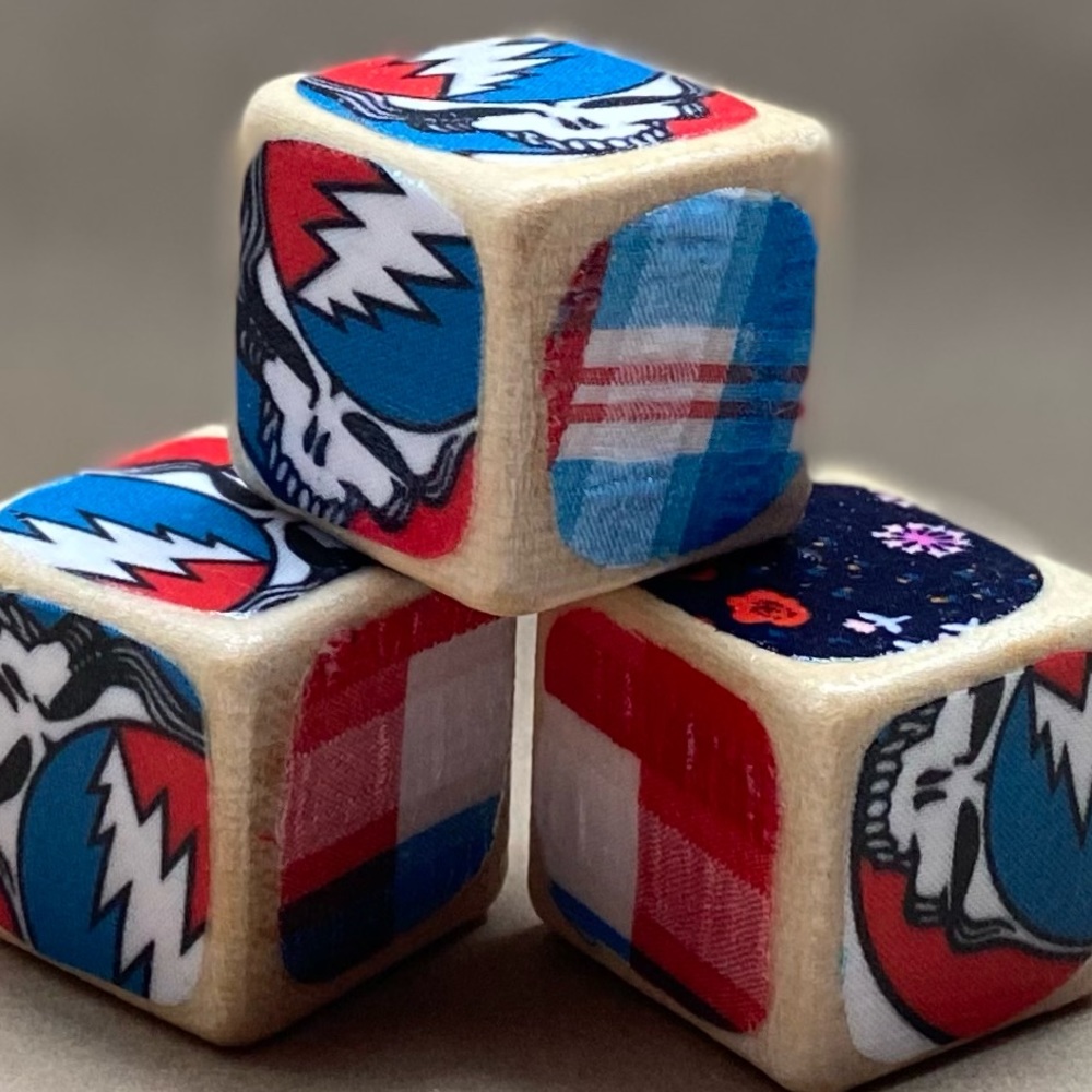 Set of 3 decorative 1.5 inch Grateful Dead blocks